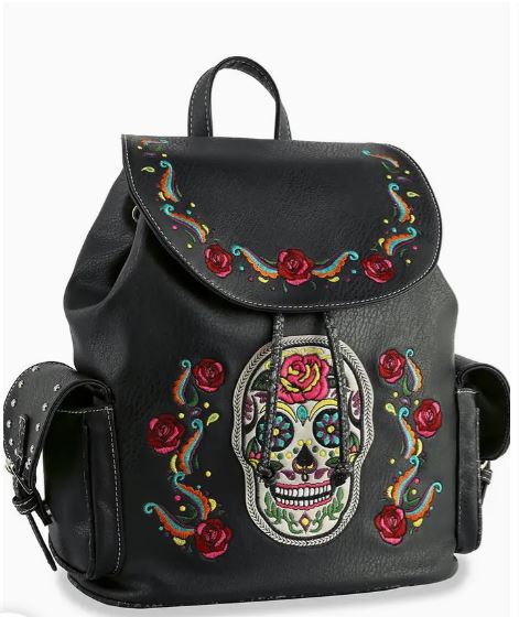 Handbag Express Sugar Skull Embroidered Fashion Backpack