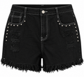 Rebel Stud Distressed Denim Shorts