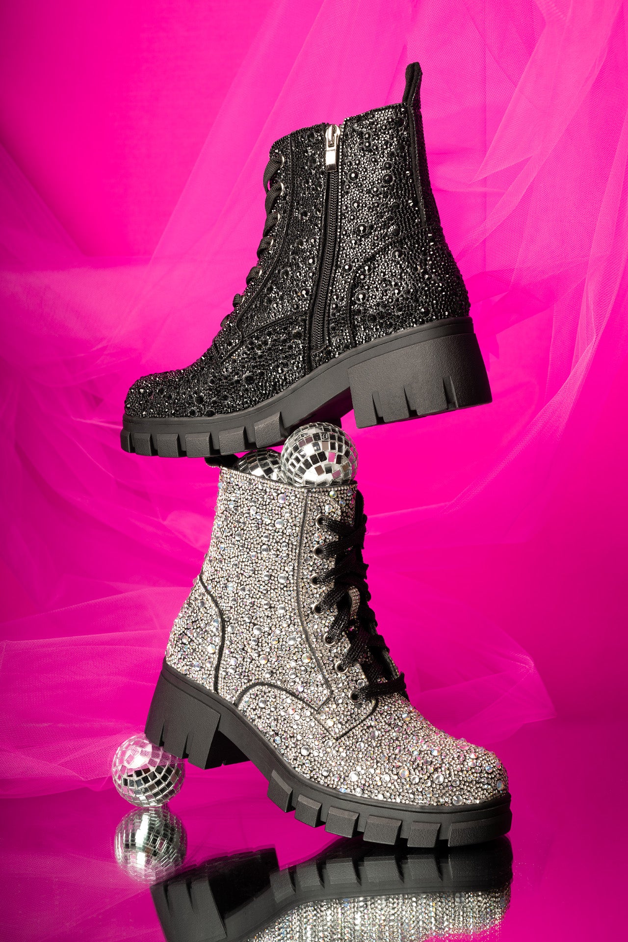 Corkys Rhinestone Mood Lace Up Combat Boot