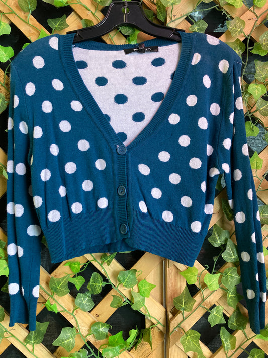 Ye Mak White Poke A Dot Crop Top Sweater