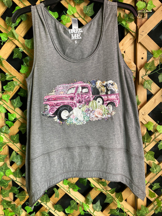 Dare Me Wear Pink Truck and Cows Top