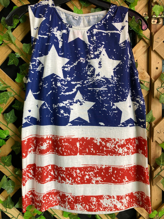 Horizontal Distressed Flag Tank Top