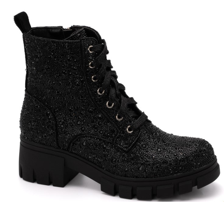 Corkys Rhinestone Mood Lace Up Combat Boot