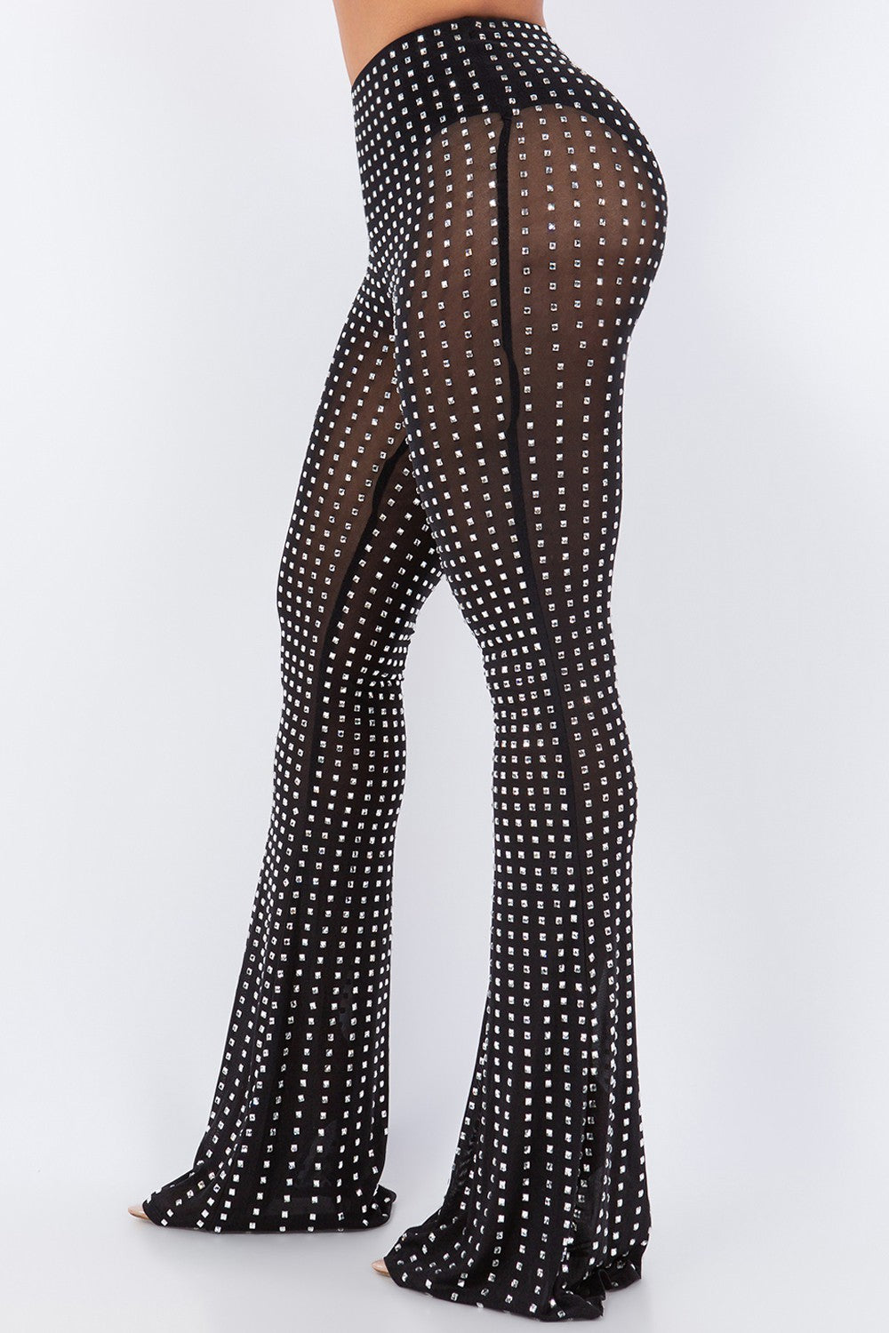 Bear Dance Mesh Pants With Square Studs