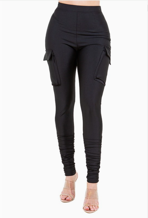 Black Cargo Pocket Leggings