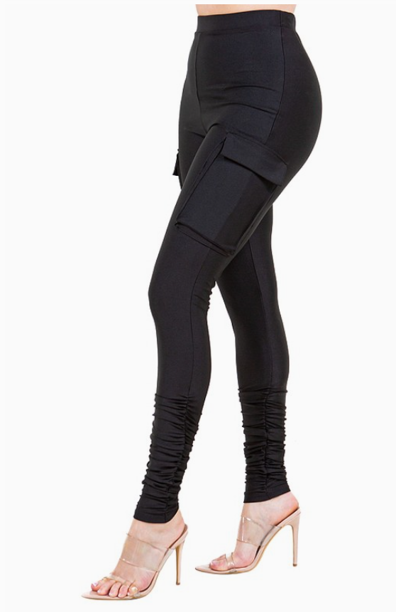 Black Cargo Pocket Leggings