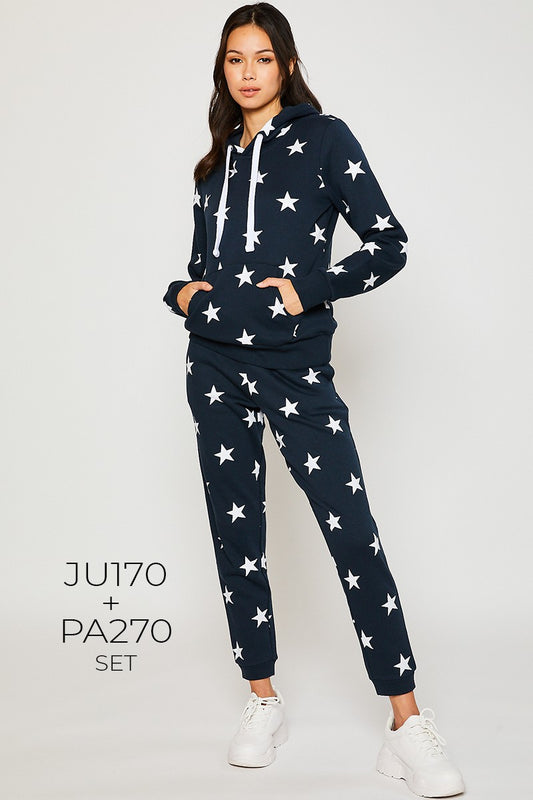 Fleece All-Over Star Print Pullover Hoodie