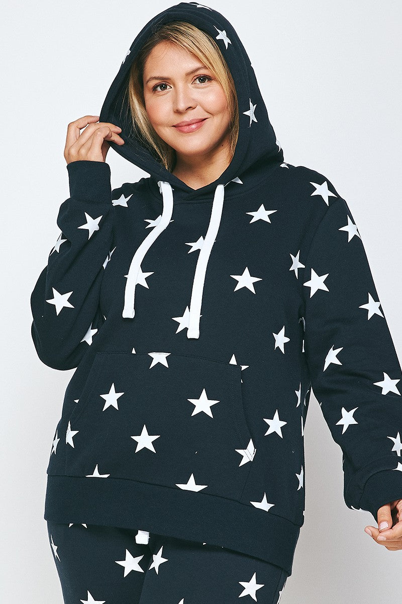 Fleece All-Over Star Print Pullover Hoodie