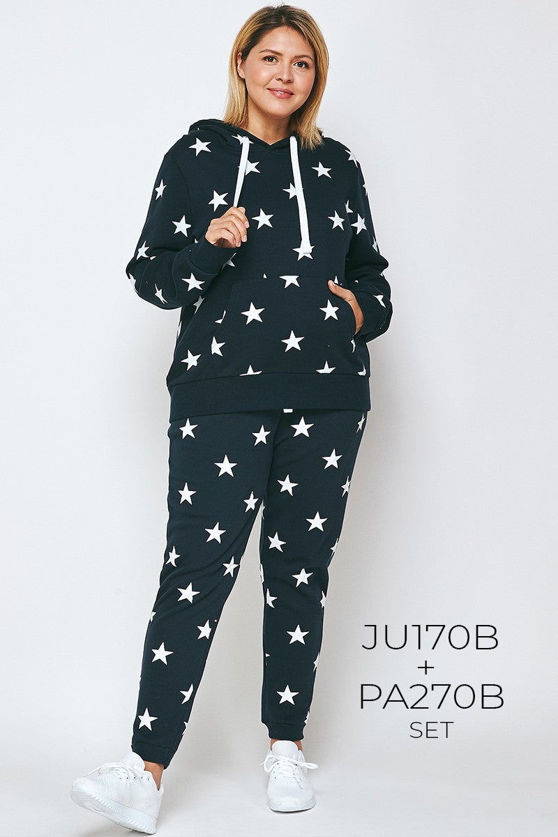 Fleece All-Over Star Print Pullover Hoodie
