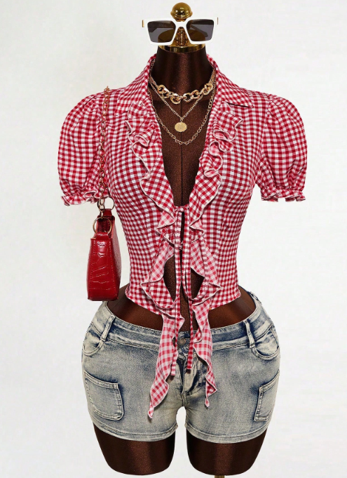Scarlett Ruffle Tie-Front Blouse