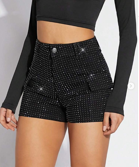 Cargo Pocket Rhinestone Shorts