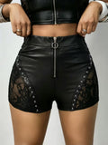 Rebel Lace Faux Leather Shorts