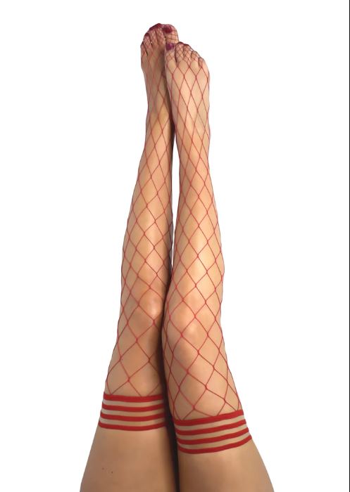 Kix'ies Claudia: Red Fishnet You Bet! Thigh Highs