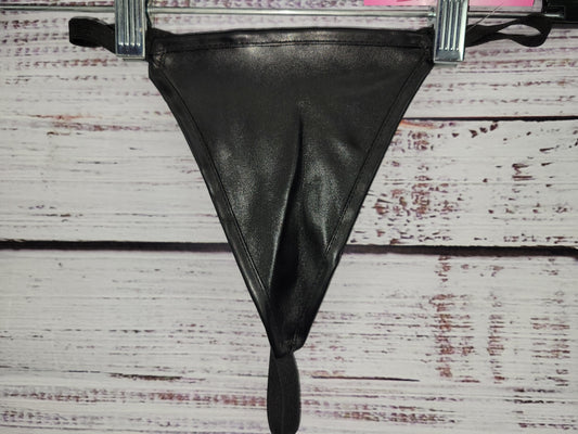 Faux Leather G-String Thong