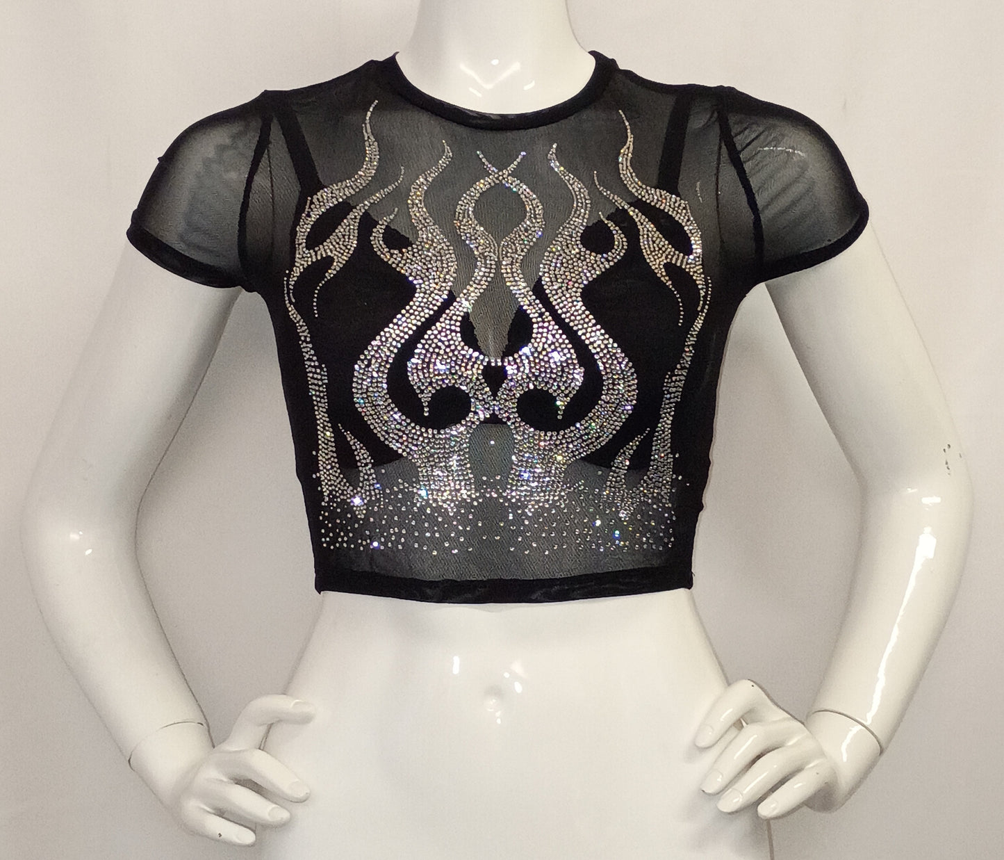 Classic Flame Rhinestone T-Crop