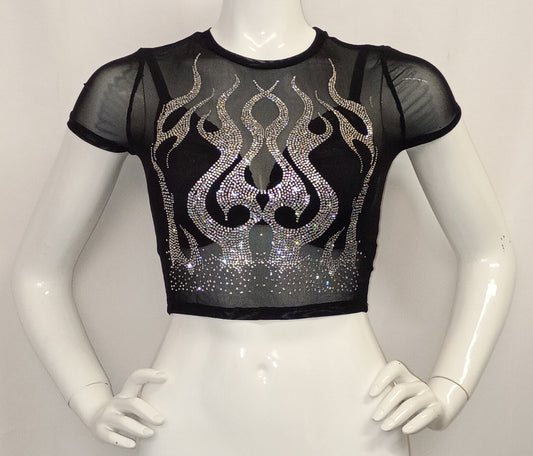 Classic Flame Rhinestone T-Crop