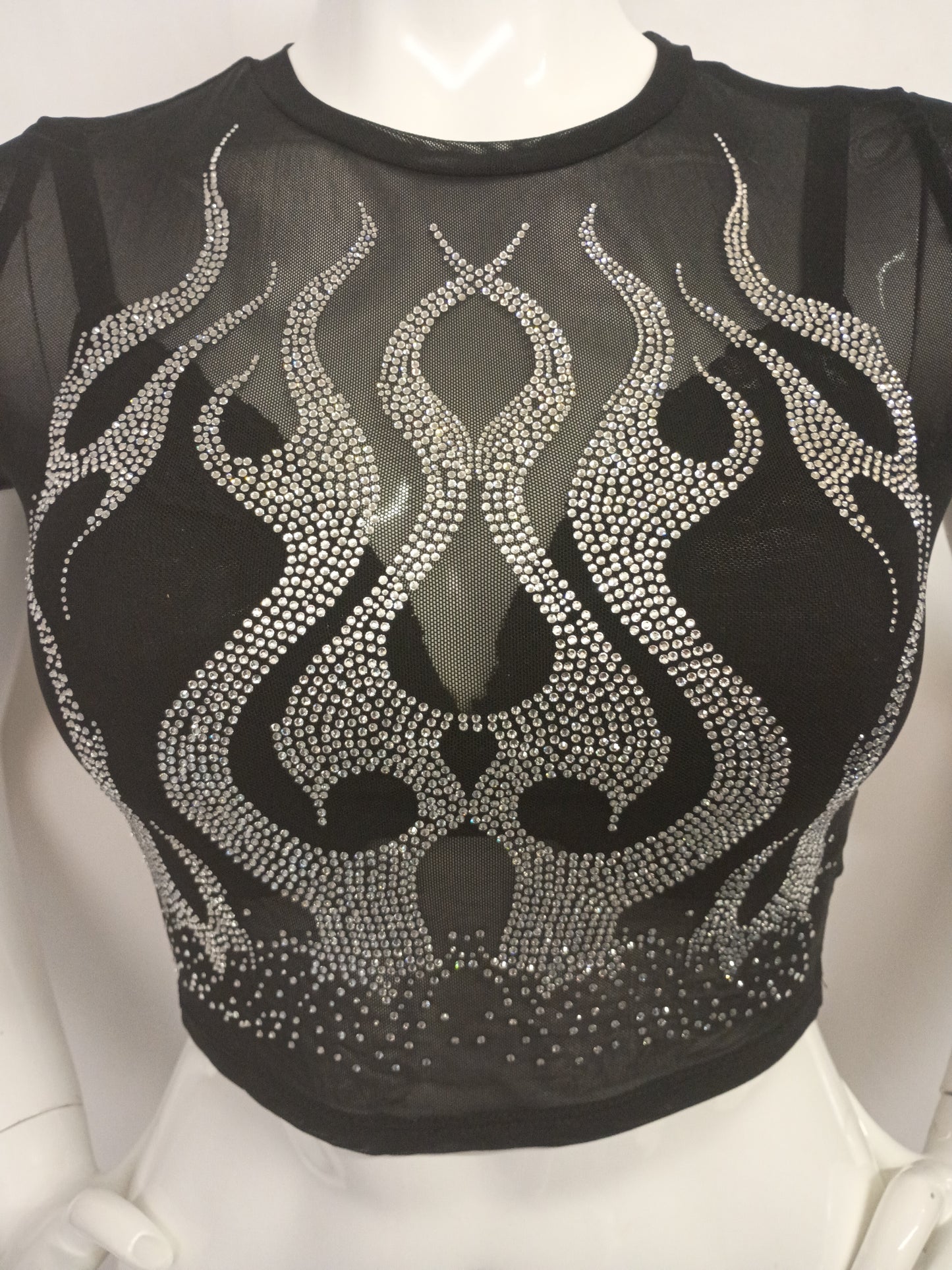 Classic Flame Rhinestone T-Crop