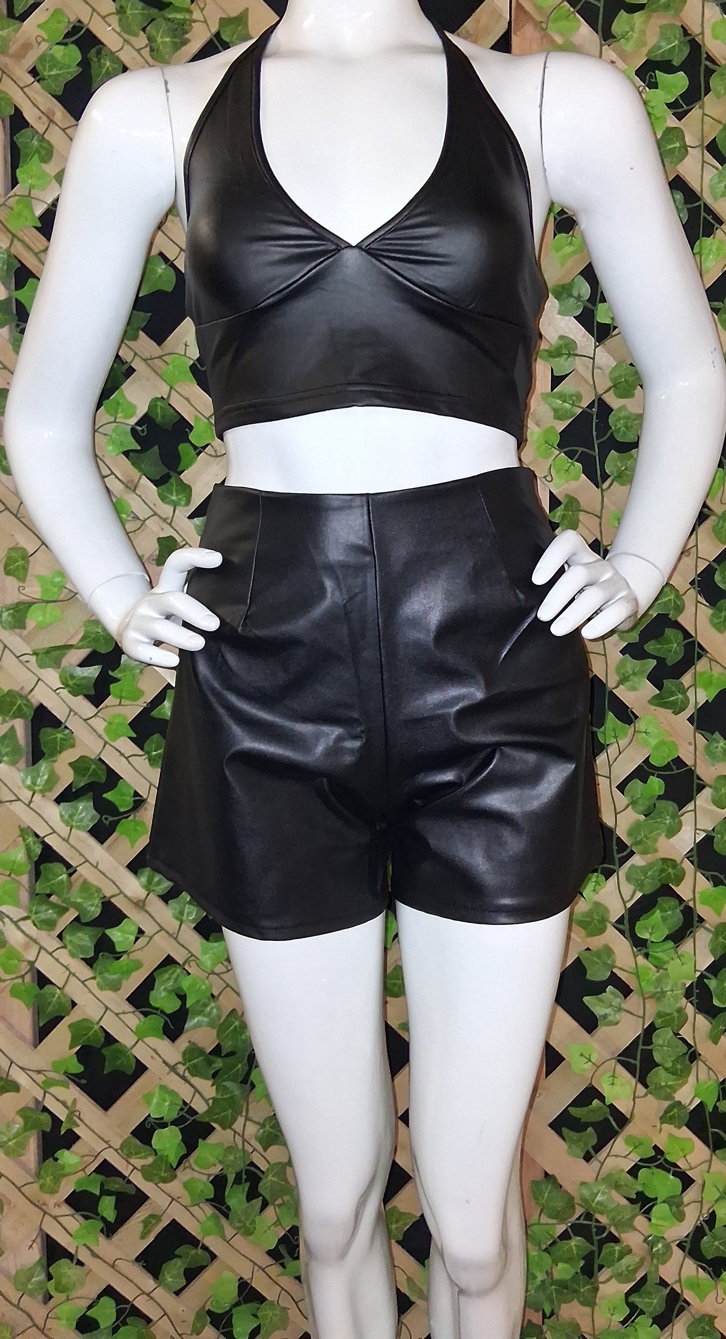 Pleated Leather Shorts