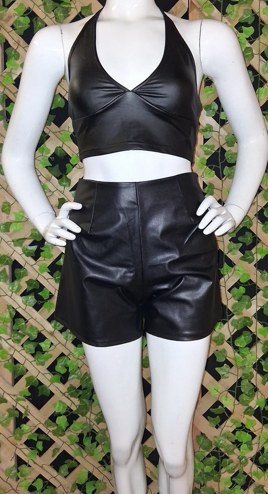 Pleated Leather Shorts