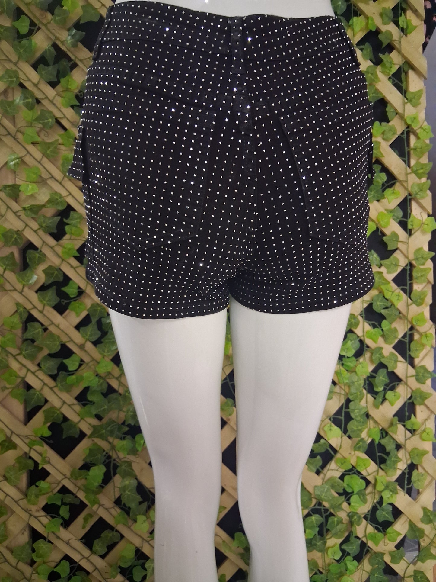 Cargo Pocket Rhinestone Shorts