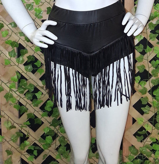 Fringe Leather Shorts