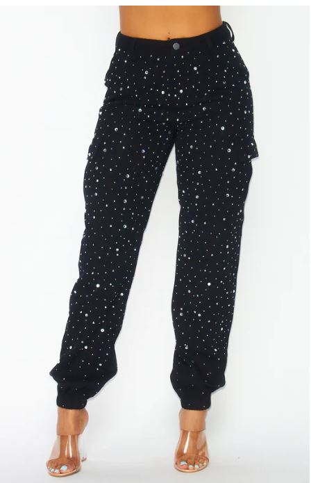 Rhinestone Cargo Pants