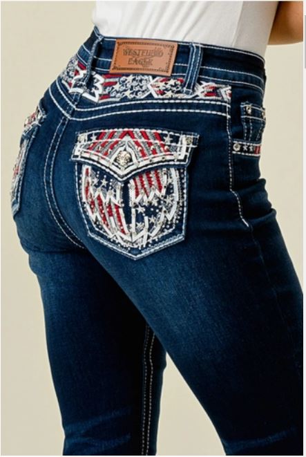 Westfield Eagle WT-701 Bootcut Embroidered Stretchy Bling Jeans