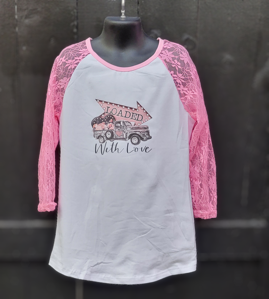 Long Sleeve Pink Lace Top