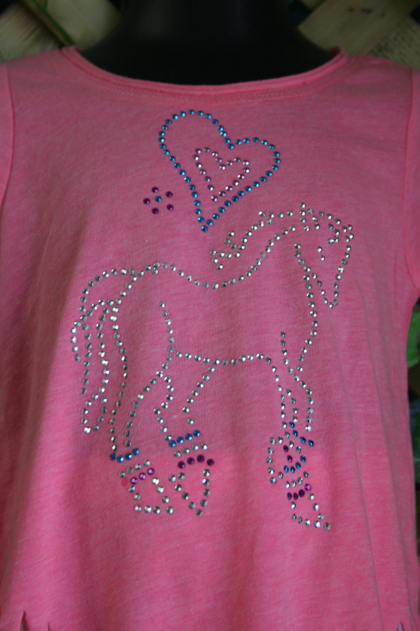 Pink Horse Tee with Fringe and Legging Set