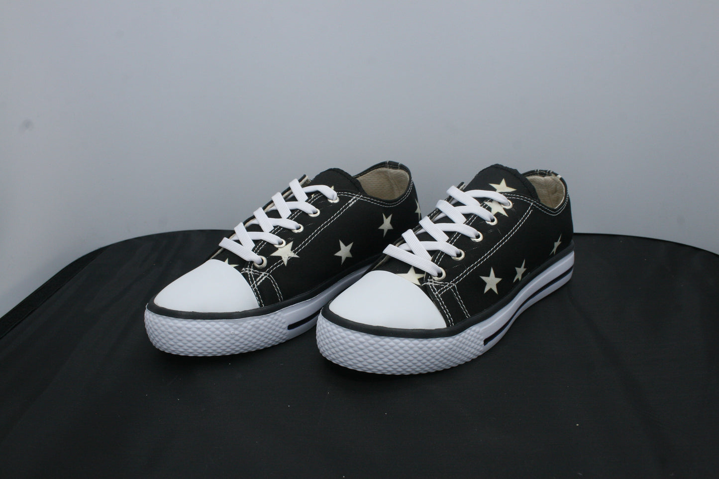 Black Converse Style Sneaker with White Stars