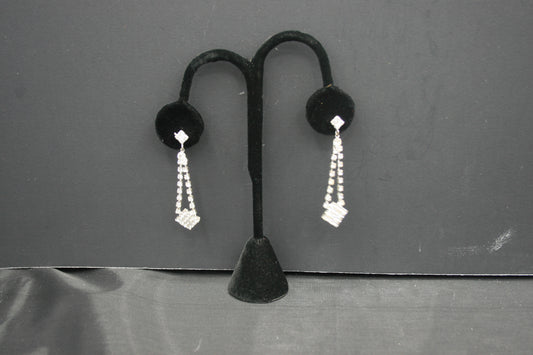 Geometrical Rhinestone Tapered Earrings