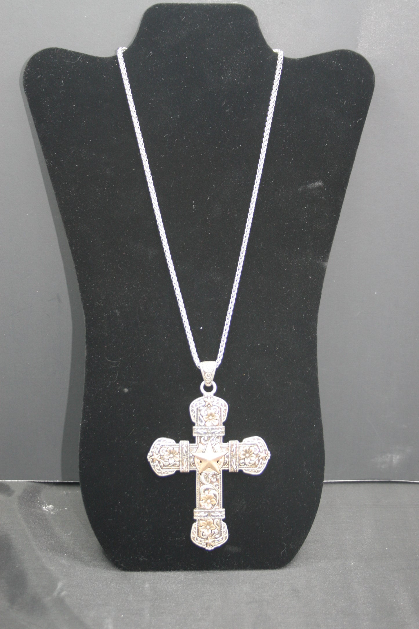 Long Cross Necklace With Star Detail