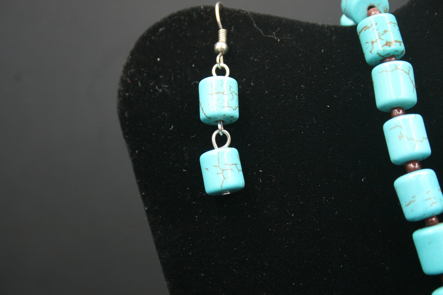 Turquoise Wing and Leather Necklace and Earring Set
