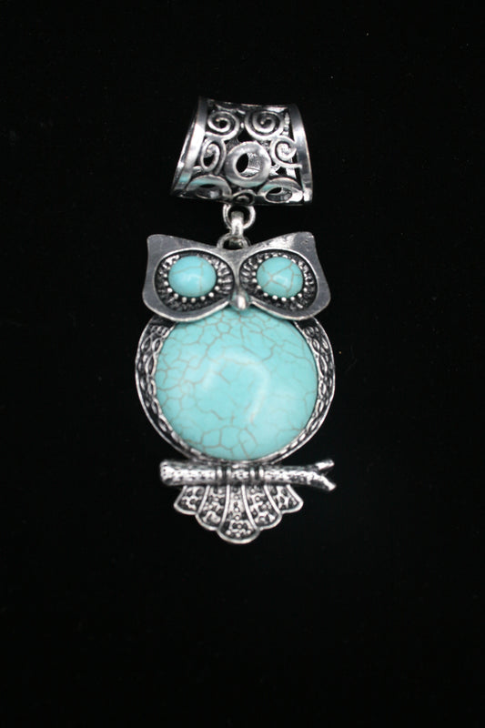 Turquoise Owl Scarf Pendant