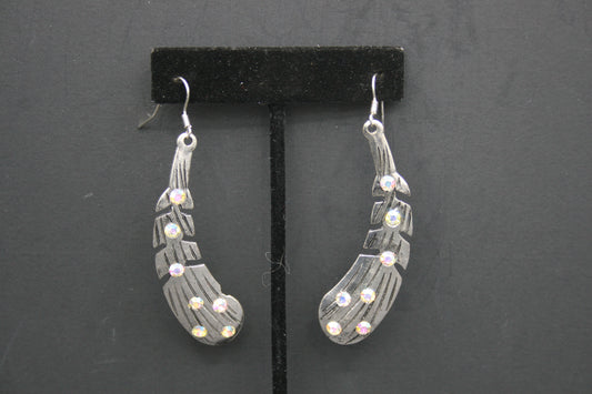 Rhinestone Studded Feather Earrings
