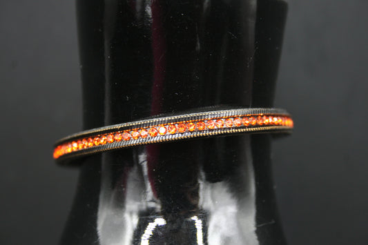 Black Leather Bracelet with Colored Rhinestones