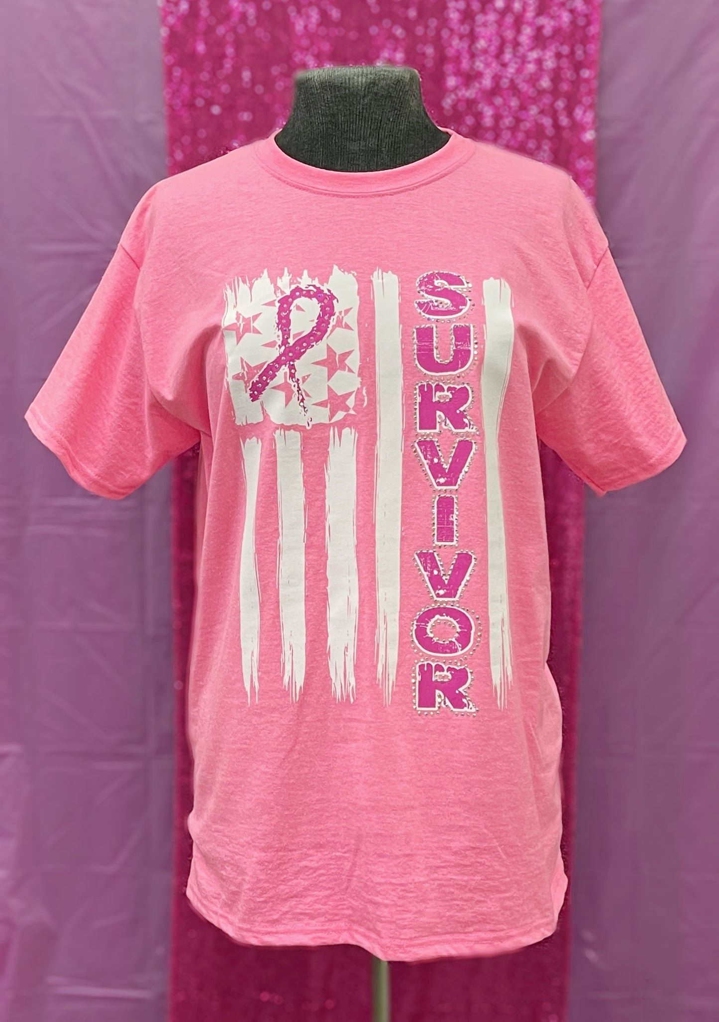 Outlaw Faith Wear Survivor Flag Rhinestone Embellished T-shirt