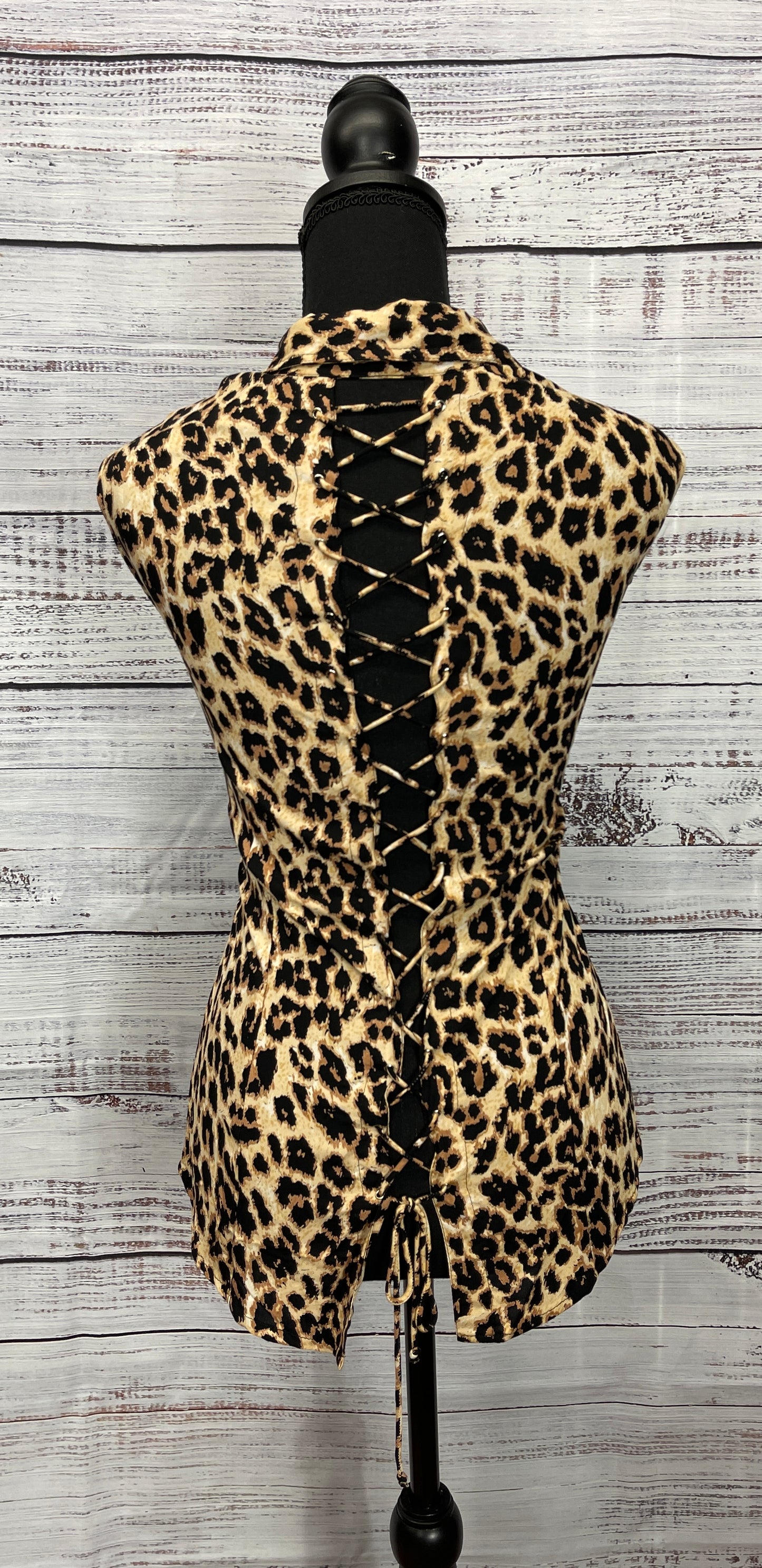 Cheetah Sleeveless Button Up Top