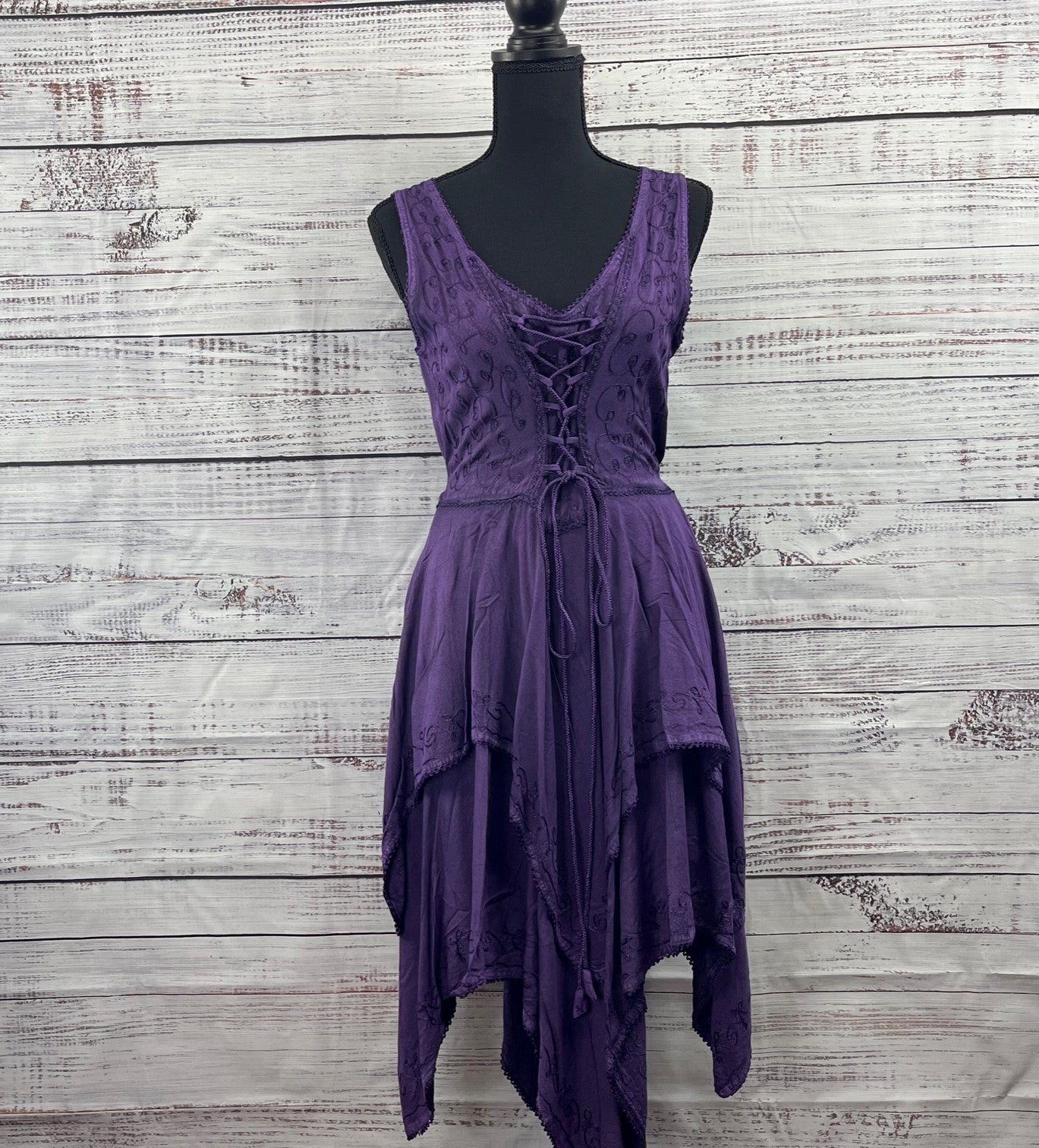 Purple Knee Length Handkerchief Dress