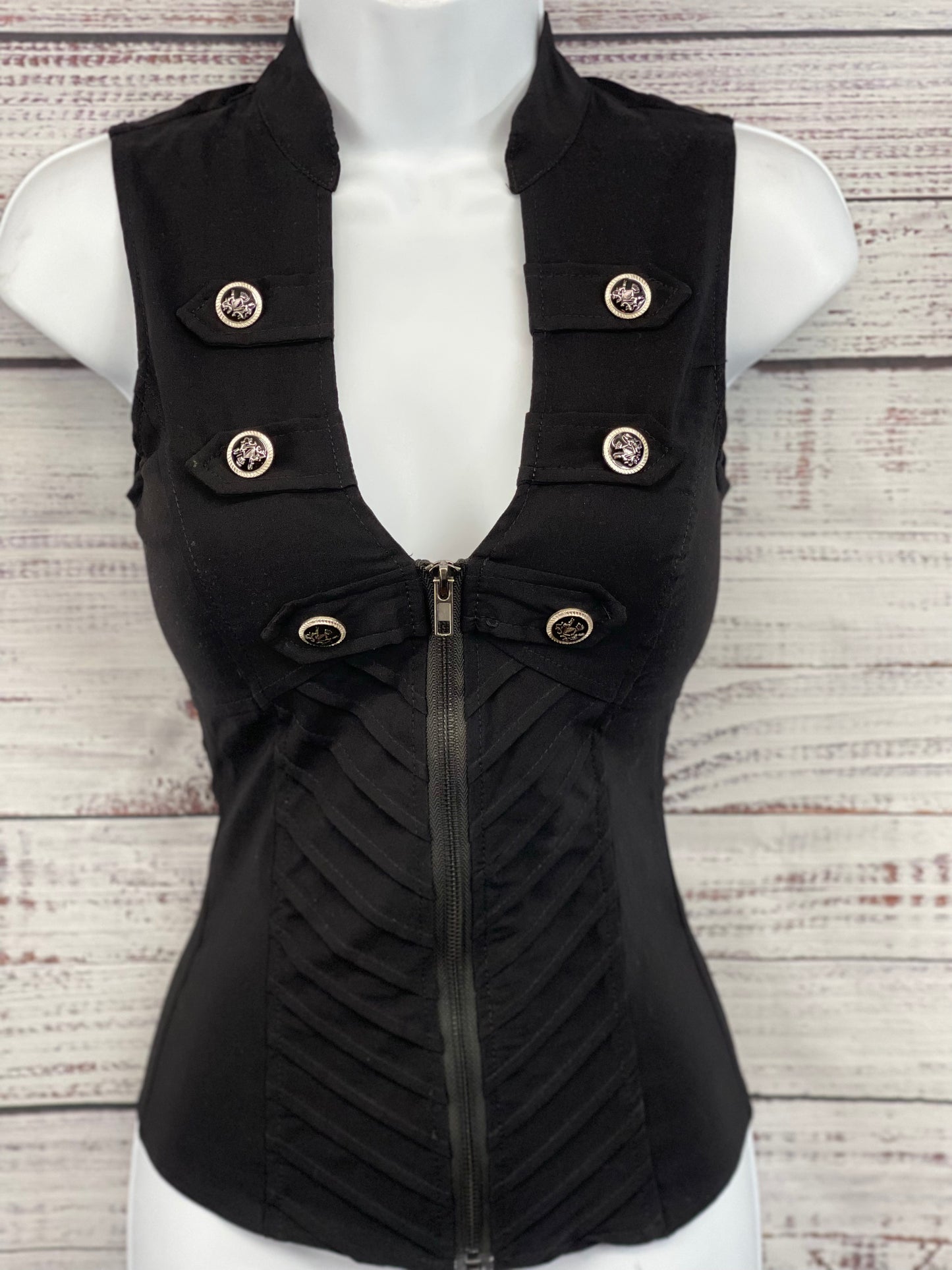 Lydia Fabric Corset Top with Large Decorative Buttons